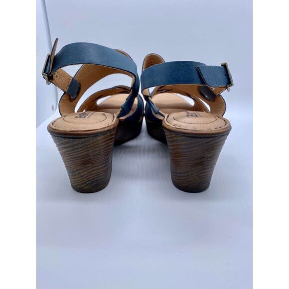 Born Blue Suede Criss Cross Wedges With Supportive Gel - Picture 4 of 9